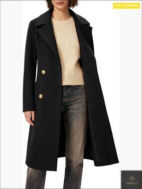 Classic Trench Coat Double-Breasted Long Overcoat Notch Lapel Chic Outwear